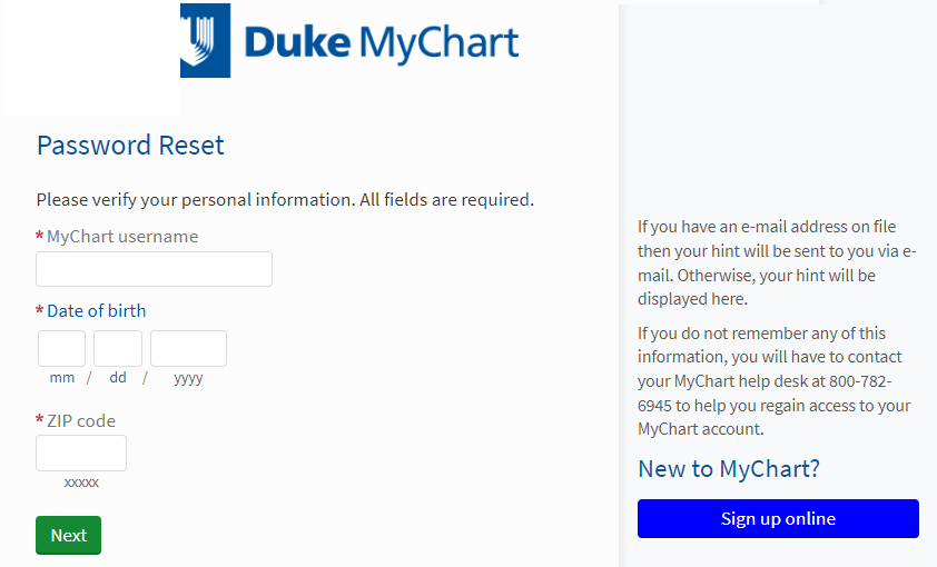 How to Reset Your Duke MyChart Account Password