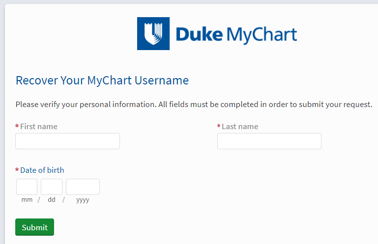 How to Recover Your Duke Mychart Username